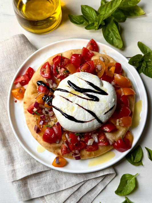 Pizza alla Bruschetta and Burrata