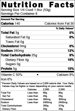 Brooklyn Bred Pizza Crust Ancient Grains Nutrition Facts